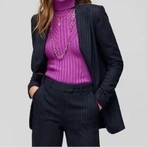White House Black Market Navy Pinstripe Relaxed Blazer - Size 0 (NWT)